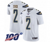 Youth Los Angeles Chargers #2 Easton Stick White Vapor Untouchable Limited Player 100th Season Football Jersey