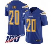 Youth Los Angeles Chargers #20 Desmond King Limited Electric Blue Rush Vapor Untouchable 100th Season Football Jersey