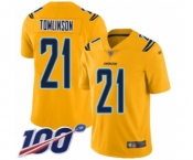 Youth Los Angeles Chargers #21 LaDainian Tomlinson Limited Gold Inverted Legend 100th Season Football Jersey