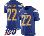 Youth Los Angeles Chargers #22 Justin Jackson Limited Electric Blue Rush Vapor Untouchable 100th Season Football Jersey