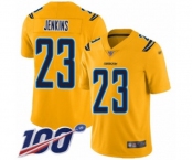 Youth Los Angeles Chargers #23 Rayshawn Jenkins Limited Gold Inverted Legend 100th Season Football Jersey