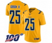 Youth Los Angeles Chargers #25 Melvin Gordon Limited Gold Inverted Legend 100th Season Football Jersey