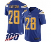 Youth Los Angeles Chargers #28 Brandon Facyson Limited Electric Blue Rush Vapor Untouchable 100th Season Football Jersey