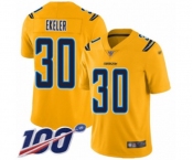 Youth Los Angeles Chargers #30 Austin Ekeler Limited Gold Inverted Legend 100th Season Football Jersey