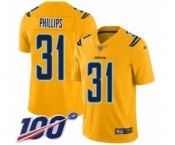 Youth Los Angeles Chargers #31 Adrian Phillips Limited Gold Inverted Legend 100th Season Football Jersey