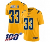 Youth Los Angeles Chargers #33 Derwin James Limited Gold Inverted Legend 100th Season Football Jersey