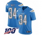 Youth Los Angeles Chargers #34 Derek Watt Electric Blue Alternate Vapor Untouchable Limited Player 100th Season Football Jersey