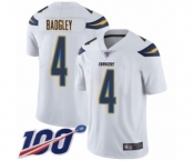 Youth Los Angeles Chargers #4 Michael Badgley White Vapor Untouchable Limited Player 100th Season Football Jersey