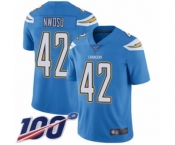 Youth Los Angeles Chargers #42 Uchenna Nwosu Electric Blue Alternate Vapor Untouchable Limited Player 100th Season Football Jersey