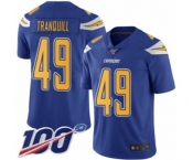 Youth Los Angeles Chargers #49 Drue Tranquill Limited Electric Blue Rush Vapor Untouchable 100th Season Football Jersey