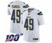 Youth Los Angeles Chargers #49 Drue Tranquill White Vapor Untouchable Limited Player 100th Season Football Jersey