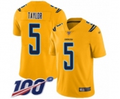 Youth Los Angeles Chargers #5 Tyrod Taylor Limited Gold Inverted Legend 100th Season Football Jersey