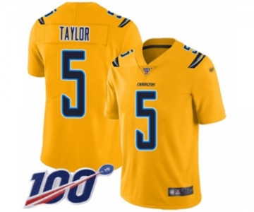 Youth Los Angeles Chargers #5 Tyrod Taylor Limited Gold Inverted Legend 100th Season Football Jersey