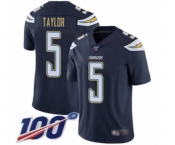 Youth Los Angeles Chargers #5 Tyrod Taylor Navy Blue Team Color Vapor Untouchable Limited Player 100th Season Football Jersey