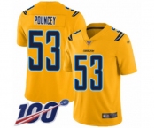 Youth Los Angeles Chargers #53 Mike Pouncey Limited Gold Inverted Legend 100th Season Football Jersey