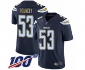 Youth Los Angeles Chargers #53 Mike Pouncey Navy Blue Team Color Vapor Untouchable Limited Player 100th Season Football Jersey