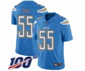 Youth Los Angeles Chargers #55 Junior Seau Electric Blue Alternate Vapor Untouchable Limited Player 100th Season Football Jersey