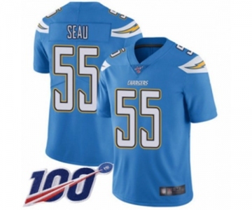 Youth Los Angeles Chargers #55 Junior Seau Electric Blue Alternate Vapor Untouchable Limited Player 100th Season Football Jersey