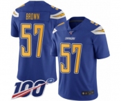 Youth Los Angeles Chargers #57 Jatavis Brown Limited Electric Blue Rush Vapor Untouchable 100th Season Football Jersey