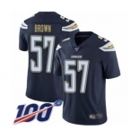 Youth Los Angeles Chargers #57 Jatavis Brown Navy Blue Team Color Vapor Untouchable Limited Player 100th Season Football Jersey