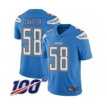 Youth Los Angeles Chargers #58 Thomas Davis Sr Electric Blue Alternate Vapor Untouchable Limited Player 100th Season Football Jersey