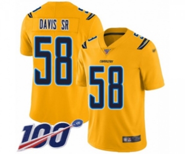 Youth Los Angeles Chargers #58 Thomas Davis Sr Limited Gold Inverted Legend 100th Season Football Jersey