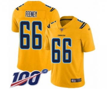 Youth Los Angeles Chargers #66 Dan Feeney Limited Gold Inverted Legend 100th Season Football Jersey