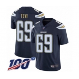 Youth Los Angeles Chargers #69 Sam Tevi Navy Blue Team Color Vapor Untouchable Limited Player 100th Season Football Jersey