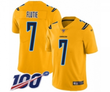 Youth Los Angeles Chargers #7 Doug Flutie Limited Gold Inverted Legend 100th Season Football Jersey