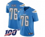 Youth Los Angeles Chargers #76 Russell Okung Electric Blue Alternate Vapor Untouchable Limited Player 100th Season Football Jersey