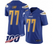 Youth Los Angeles Chargers #77 Forrest Lamp Limited Electric Blue Rush Vapor Untouchable 100th Season Football Jersey