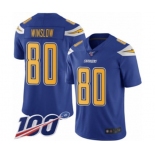 Youth Los Angeles Chargers #80 Kellen Winslow Limited Electric Blue Rush Vapor Untouchable 100th Season Football Jersey