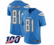 Youth Los Angeles Chargers #81 Mike Williams Electric Blue Alternate Vapor Untouchable Limited Player 100th Season Football Jersey