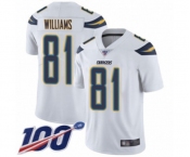 Youth Los Angeles Chargers #81 Mike Williams White Vapor Untouchable Limited Player 100th Season Football Jersey