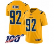 Youth Los Angeles Chargers #92 Brandon Mebane Limited Gold Inverted Legend 100th Season Football Jersey