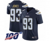 Youth Los Angeles Chargers #93 Justin Jones Navy Blue Team Color Vapor Untouchable Limited Player 100th Season Football Jersey