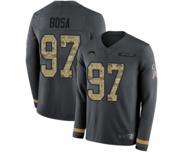 Youth Los Angeles Chargers #97 Joey Bosa Limited Black Salute to Service Therma Long Sleeve Football Jersey