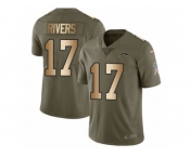 Youth Nike Los Angeles Chargers #17 Philip Rivers Limited Olive Gold 2017 Salute to Service NFL Jersey