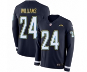 Youth Nike Los Angeles Chargers #24 Trevor Williams Limited Navy Blue Therma Long Sleeve NFL Jersey