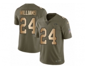 Youth Nike Los Angeles Chargers #24 Trevor Williams Limited Olive Gold 2017 Salute to Service NFL Jersey