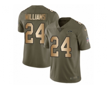 Youth Nike Los Angeles Chargers #24 Trevor Williams Limited Olive Gold 2017 Salute to Service NFL Jersey