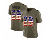 Youth Nike Los Angeles Chargers #28 Melvin Gordon Limited Olive USA Flag 2017 Salute to Service NFL Jersey