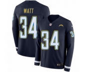 Youth Nike Los Angeles Chargers #34 Derek Watt Limited Navy Blue Therma Long Sleeve NFL Jersey