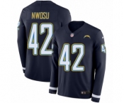 Youth Nike Los Angeles Chargers #42 Uchenna Nwosu Limited Navy Blue Therma Long Sleeve NFL Jersey