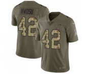 Youth Nike Los Angeles Chargers #42 Uchenna Nwosu Limited Olive Camo 2017 Salute to Service NFL Jersey