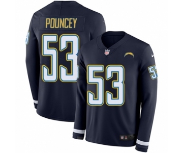 Youth Nike Los Angeles Chargers #53 Mike Pouncey Limited Navy Blue Therma Long Sleeve NFL Jersey