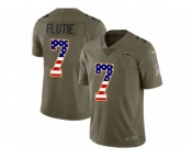 Youth Nike Los Angeles Chargers #7 Doug Flutie Limited Olive USA Flag 2017 Salute to Service NFL Jersey