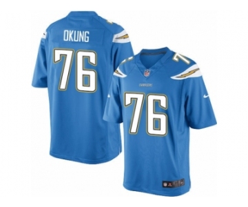 Youth Nike Los Angeles Chargers #76 Russell Okung Limited Electric Blue Alternate NFL Jersey