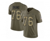 Youth Nike Los Angeles Chargers #76 Russell Okung Limited Olive Camo 2017 Salute to Service NFL Jersey