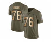 Youth Nike Los Angeles Chargers #76 Russell Okung Limited Olive Gold 2017 Salute to Service NFL Jersey